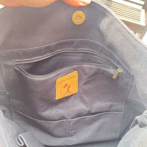 BASEBALLISM GENUINE BASEBALL LEATHER AND CANVAS Black and Tan Tote Bag - Picture 5 of 7